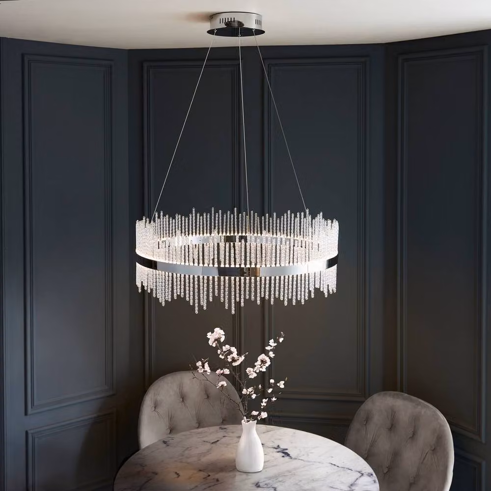 Netlighting Trapani Dimmable LED Pendant Ceiling Light in Chrome and Clear Glass, H35-163 cm – 3