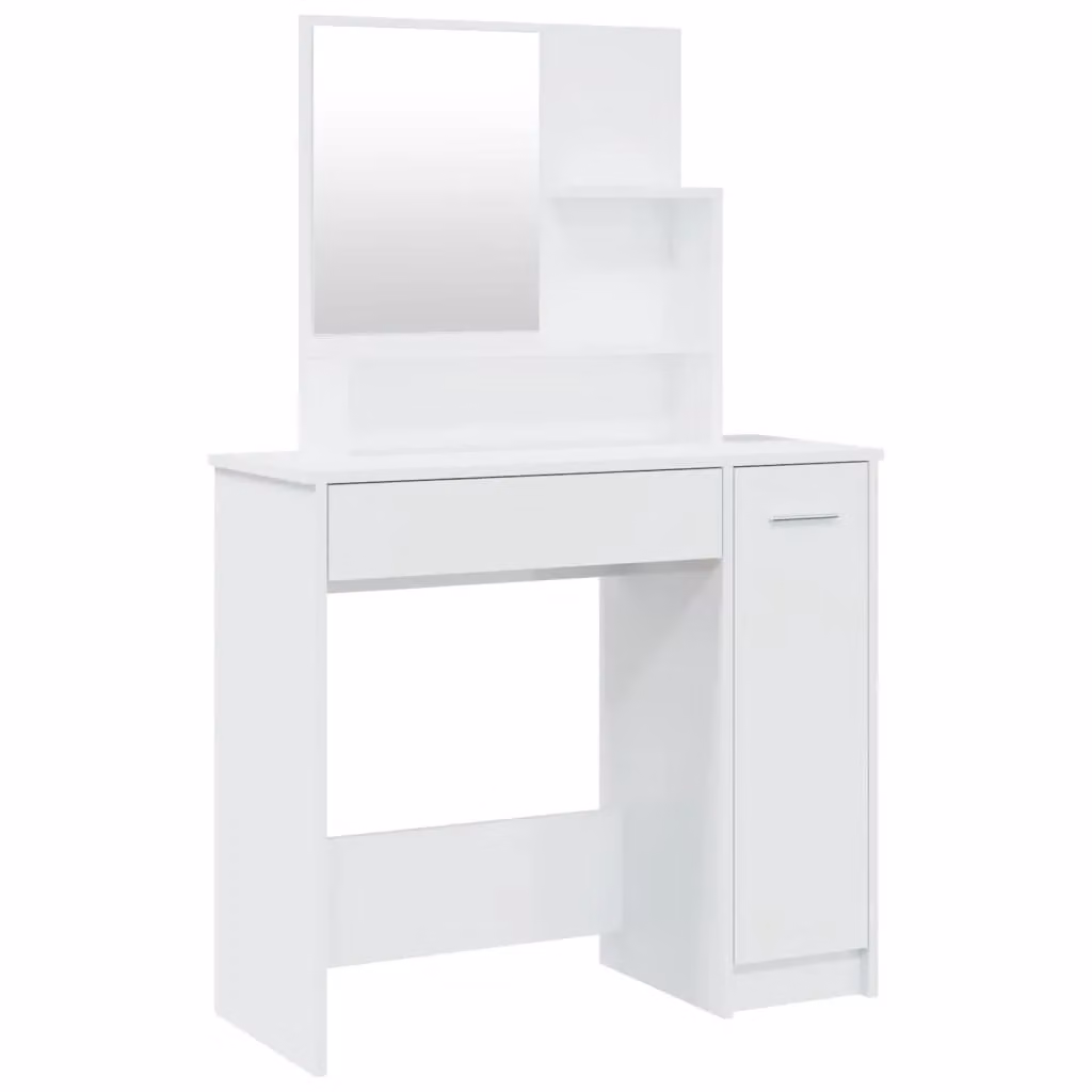 Berkfield Home High Gloss White Dressing Table with Mirror W/D/H: 86.5 x 35 x 136 cm – 2