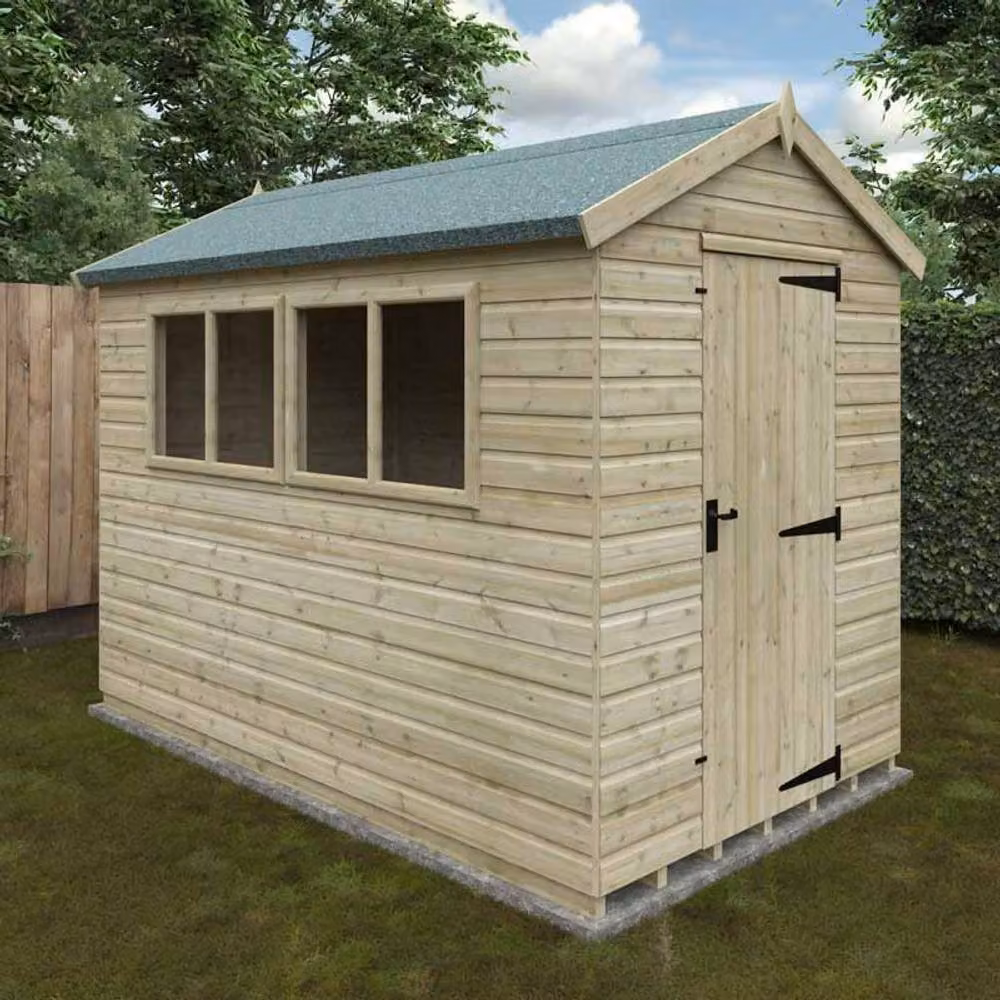 Buttercup Farm Apex Premier 16mm Wooden Garden Shed in Green – 2