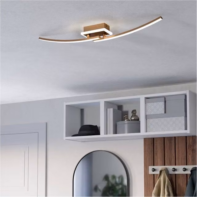 Loops Modern Bronze Metal Semi Flush Ceiling Light with LED Bulb Included – 1