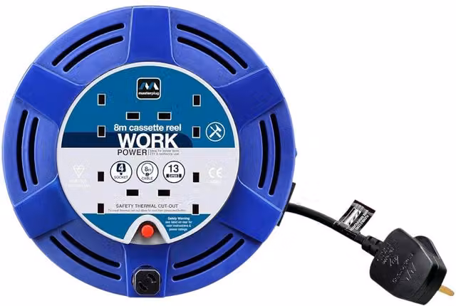 Masterplug Cassette Reel Extension Lead - Blue