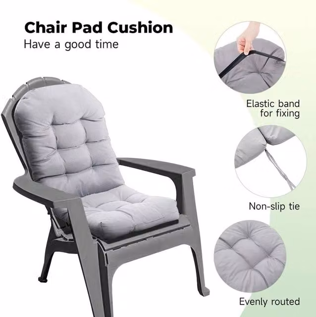 SPETLEK High Back Dining Chair Cushions in Light Grey, Polyester, W/D/H: 125 x 53 x 8 cm