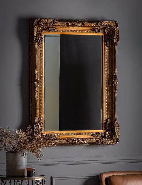 Gallery Direct Carved Louis Extra Large Rectangular Hanging Mirror in Gold