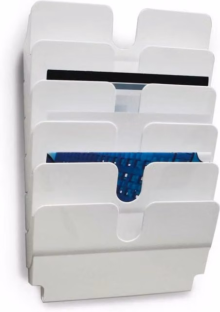 Durable Flexiplus 6 Wall Mounted Literature Tray, A4 Landscape, White, W: 52.0 cm, D: 34.0 cm, H: 10.0 cm