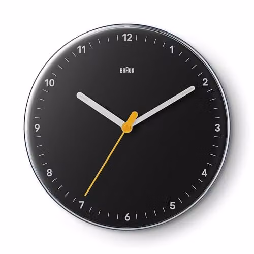 Braun Classic Analogue Wall Clock with Silent Quartz Movement in Black, Diameter: 23 cm – 1