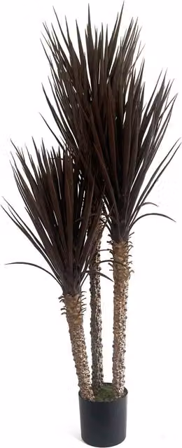 XL Triple Yucca Tree Artificial UV Resistant Plant in Dark Brown and Red