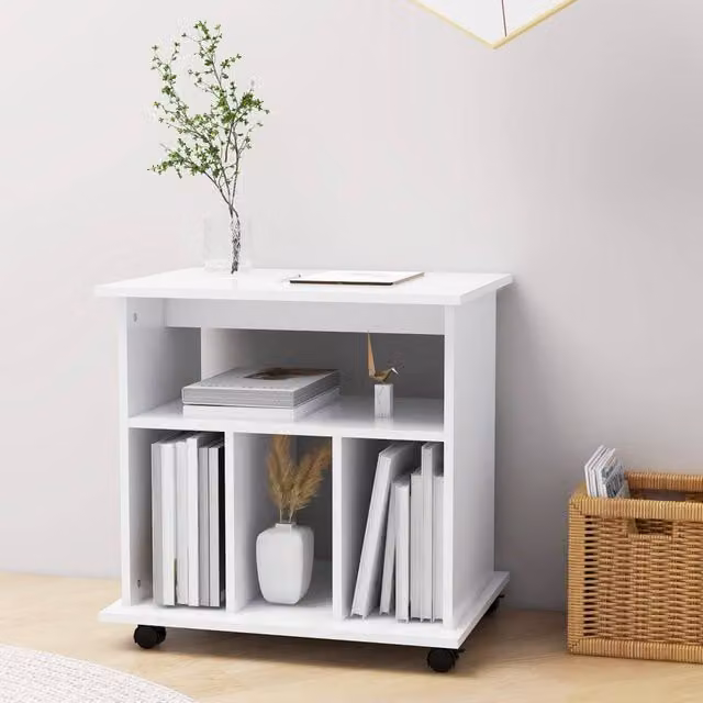 Berkfield Home Rolling Cabinet in White, W/D/H: 60 x 45 x 60 cm