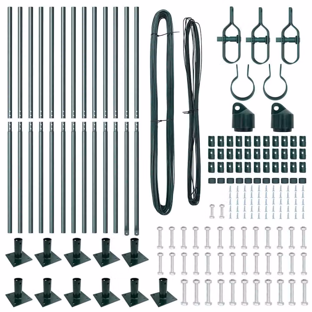 vidaXL Green Metal and Plastic Square Fence Post Set of 26, W/D/H: 3.2 x 3.2 x 83.5 cm – 4