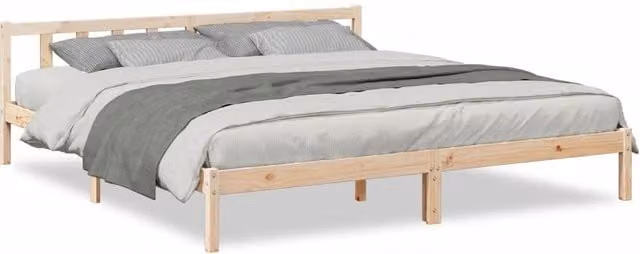 Berkfield Home Extra Long Solid Wood Pine Bed Frame in Natural, W/D/H: 180 x 220 cm
