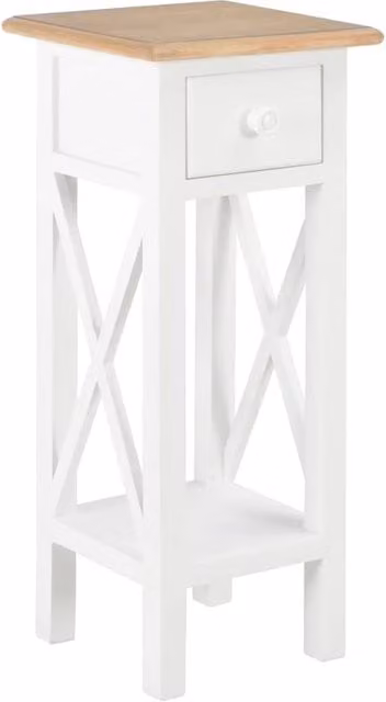 Berkfield Home White Lacquered Pine Wood Side Table, W/D/H: 27 x 27 x 65.5 cm