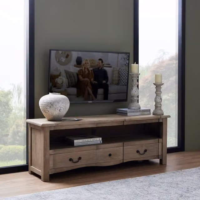 KDMK Colorado Collection 1 Drawer Media Unit Vintage TV Stand in Brown
