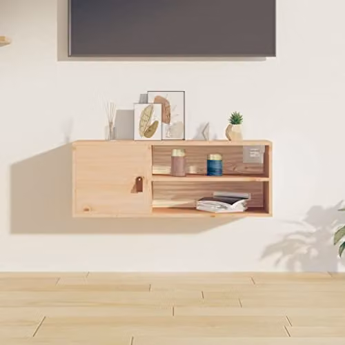 vidaXL Brown Solid Pine Wall Cabinet with Hinged Doors and Internal Shelves W/D/H: 80 x 30 x 30 cm – 2