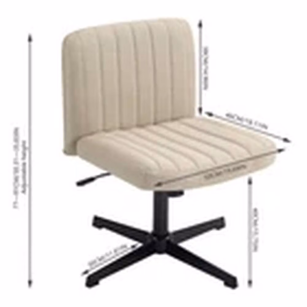 Kelvenix Armless Swivel Office Task Chair in Beige Fabric, H 91 x W 46 x D 40 cm – 2
