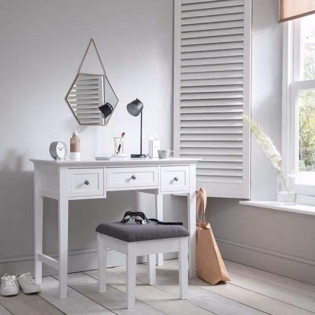 Noa and Nani Modern Pine Wood Dressing Table in White and Grey