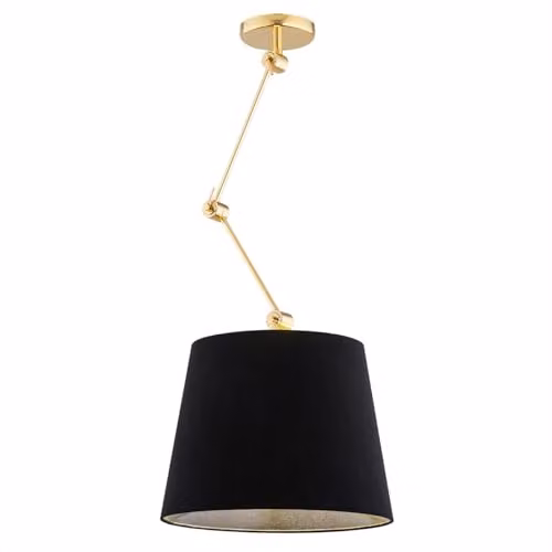 Argon Zakyntos Plus Cylindrical Suspended Pendant Ceiling Light in Black and Gold/Brass