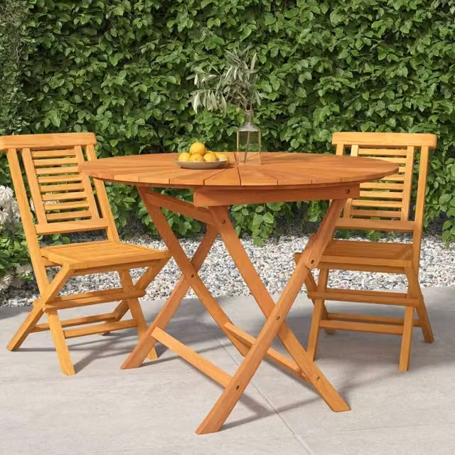 Berkfield Home Round Folding Garden Table in Brown Solid Teak, Diameter: 85 cm, Height: 75 cm – 1