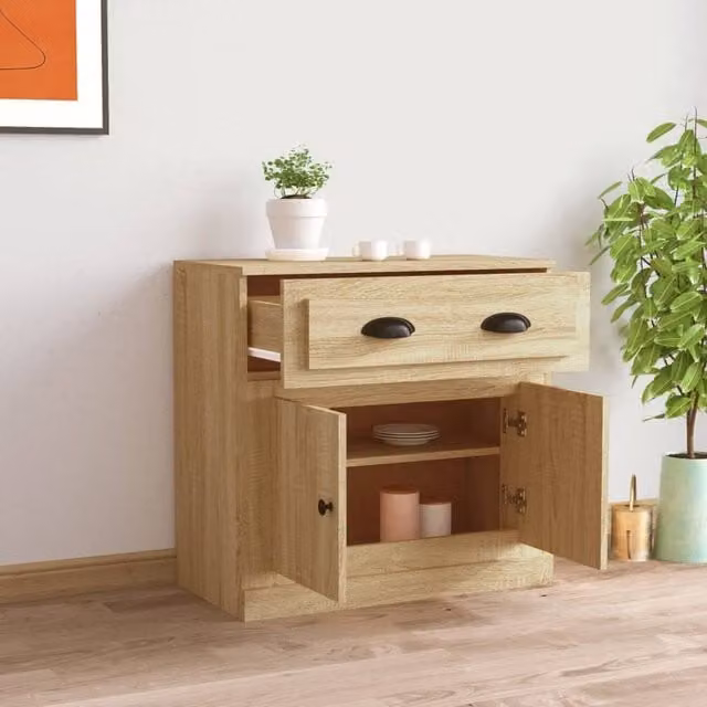 Berkfield Home Sonoma Oak Sideboard in Beige, W/D/H: 70 x 35.5 x 67.5 cm – 1