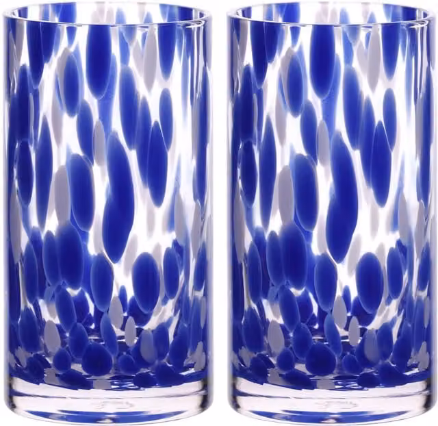 Hestia Blue and White Tortoise Shell Hi Ball Tumbler Glass Set of 2 – 1