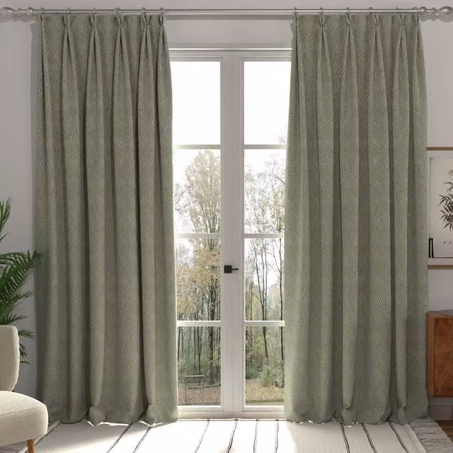 Terrys Manhattan Made to Measure Blackout Fabric Panel Curtain in Green