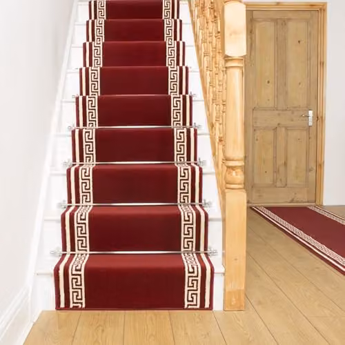 runrug Key Red Machine Woven Stair Runner, W: 70 cm, L: 690 cm, Thickness: 9 mm – 1