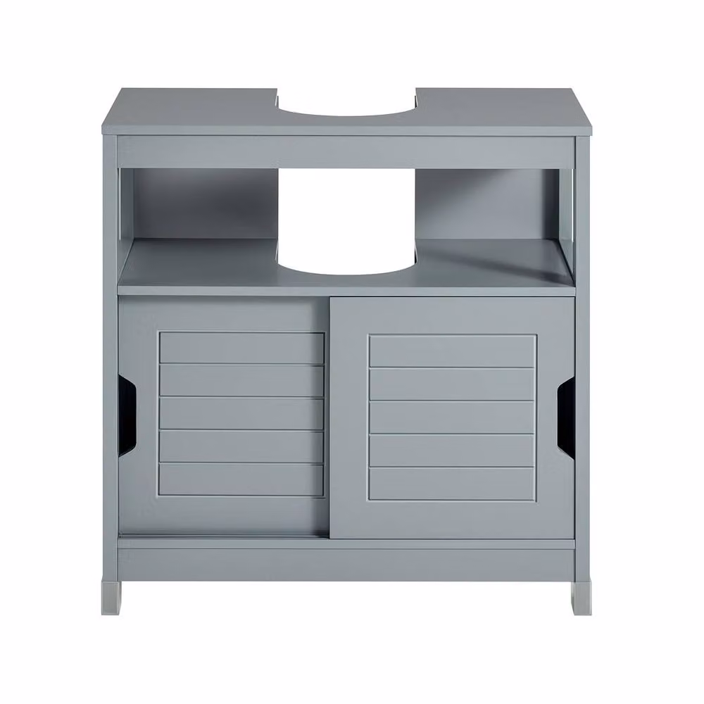 SoBuy Under Sink Cabinet with Sliding Doors in Grey, W: 60 cm, H: 60 cm – 3