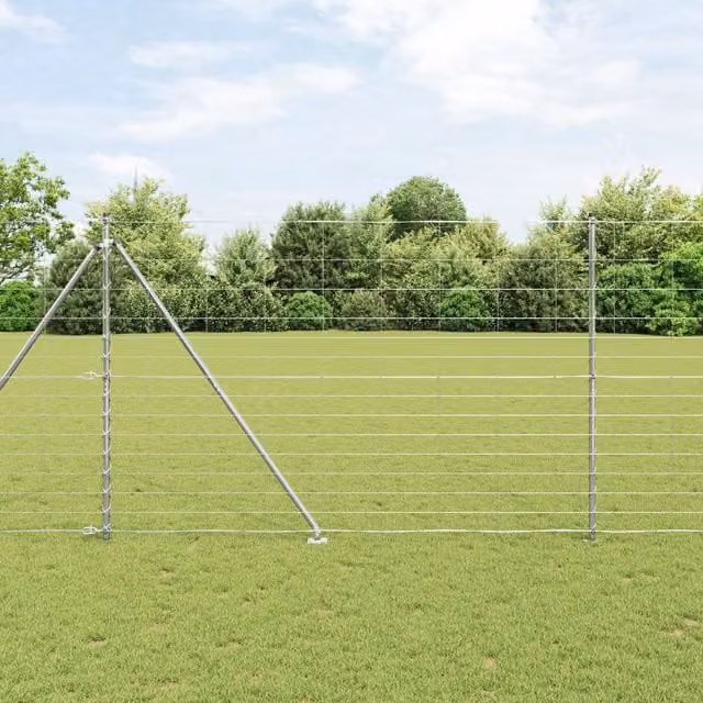 Berkfield Home Field Fence in Silver Galvanised Steel, 1.6 x 25 m