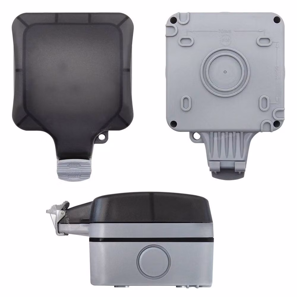 SPETLEK Waterproof Outdoor 13A Storm Switched Single Socket in Grey, W: 10000 mm, H: 520 mm – 3