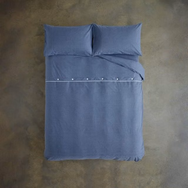 Deyongs Southwick Super King Fitted Sheet in Blue Cotton