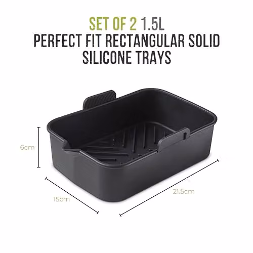 Tower T843093 Set of 2 Rectangular Silicone Air Fryer Trays, Black, Suitable for 6 Litre and Dual Basket Air Fryers – 8