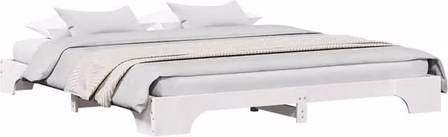 Berkfield Home White Solid Wood Bed Frame, W/D/H: 200 x 200 x 20 cm