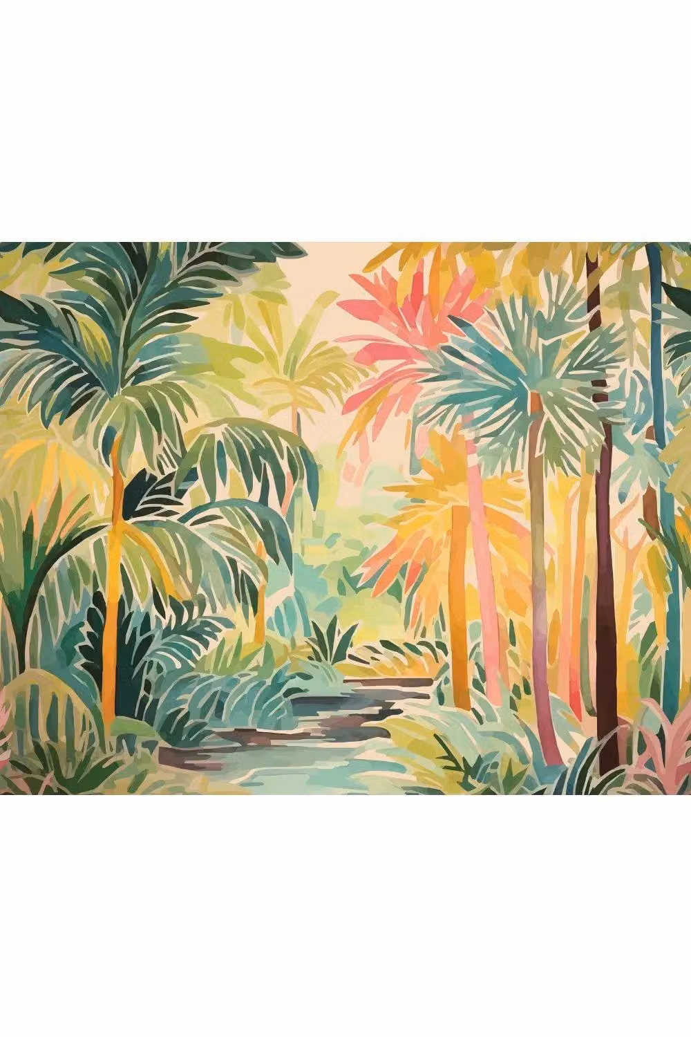 Origin Murals Pretty Palms Matt Smooth Paste the Wall Mural in Emerald Green and Multicolour, W: 300 cm, H: 240 cm – 2