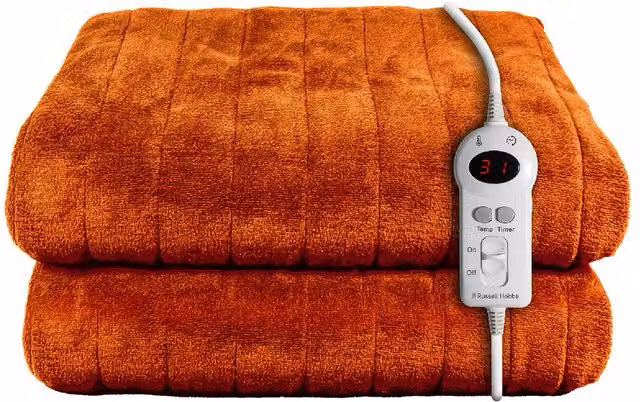 Russell Hobbs Orange Sherpa and Microfleece Electric Heated Throw, W/D/H: 180 x 130 cm – 1