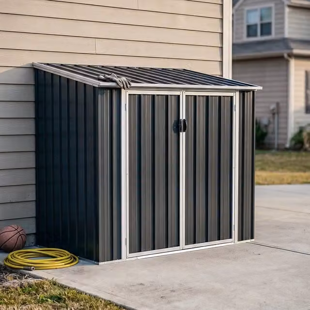 Breeins Modern Metal Outdoor Wheelie Bin Store Shed in Anthracite and White