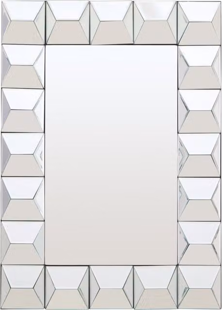 Fifty Five South Orsina Taranto Geometric Rectangular Wall Mirror in Silver