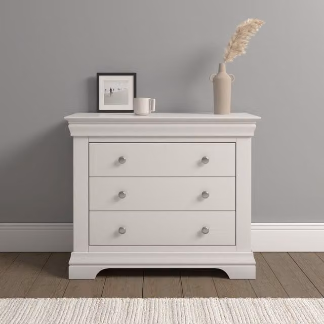 Seconique Bordeaux 3 Drawer Chest in White and Beige