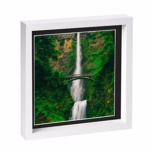 Nicola Spring White Square 3D Box Photo Frame with Black 8 x 8 inch Mount – 1
