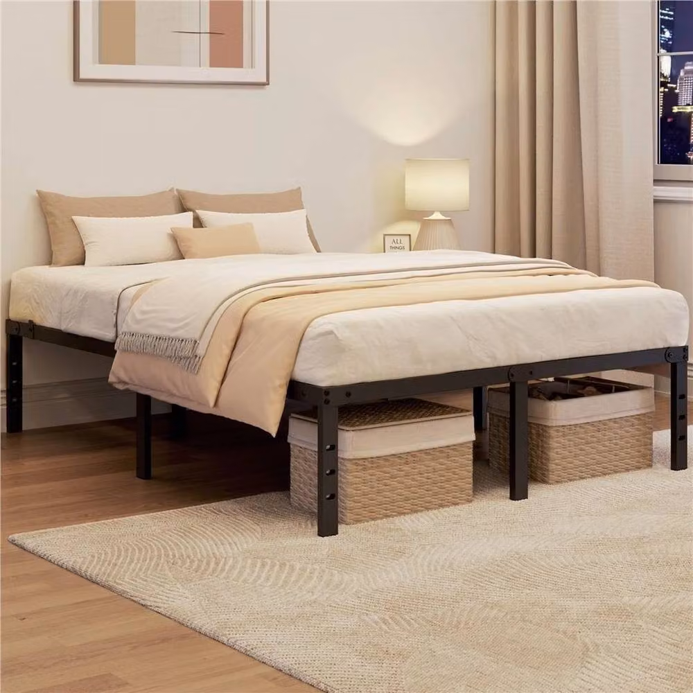 PAWNORA Metal Platform Bed Frame, Black, W/D/H: 135 x 190 x 36 cm – 5