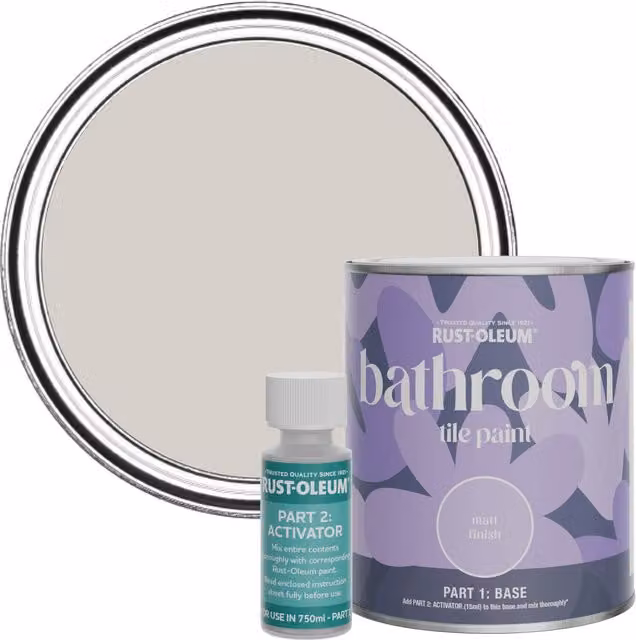 Rust-Oleum Bathroom Tile Paint in Matt Finish, Babushka Grey, 750ml