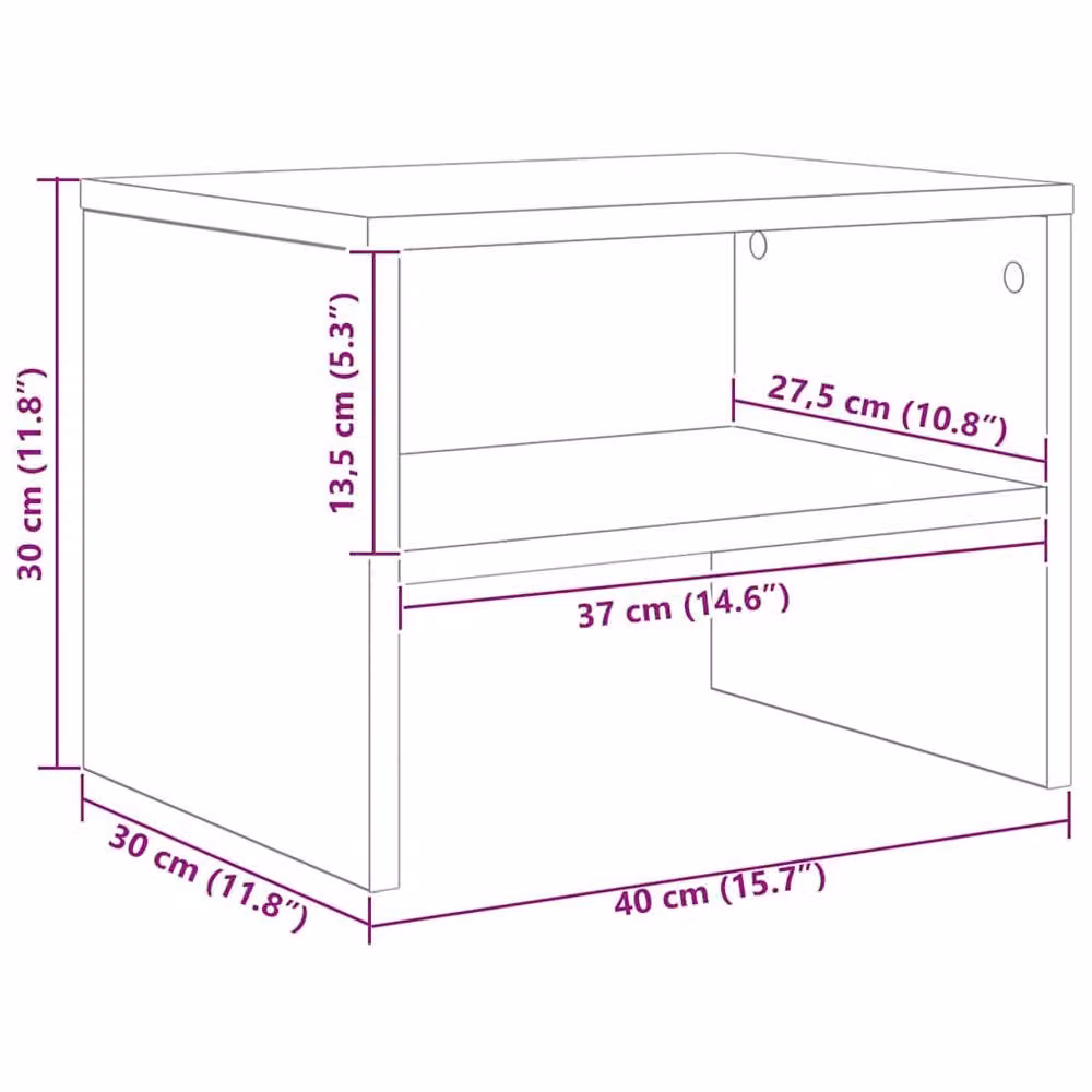 Berkfield Home Bedside Cabinet in Concrete Grey, W/D/H: 40 x 30 x 30 cm – 4