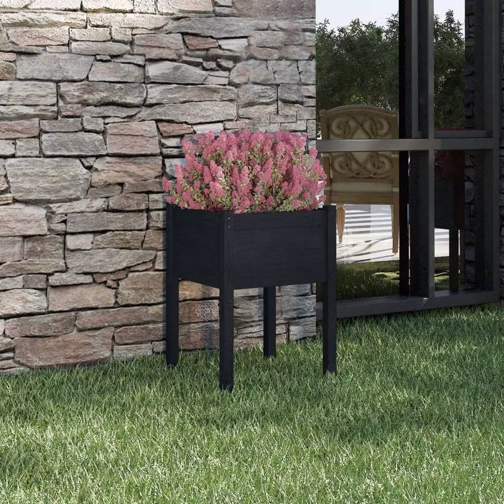 Berkfield Home Garden Black Wooden Raised Bed Planter W/D/H: 50 x 50 x 70 cm – 2