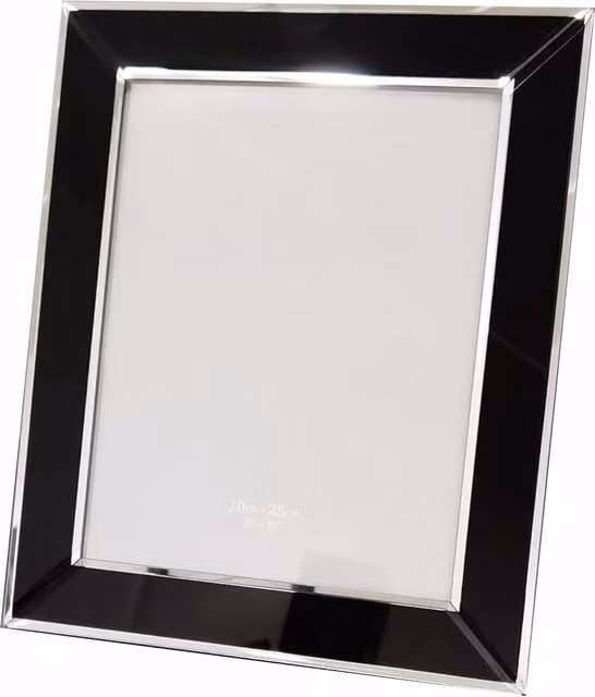 DEENZ Modern Rectangular Single Black Glass Photo Frame with Silver Mirrored Border