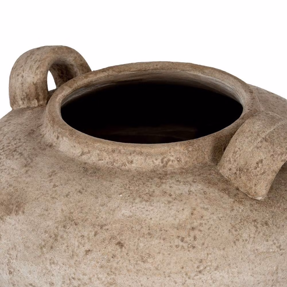 Lemon Pavilion Furniture and Decor Terra Large Ceramic Urn Vase with Handles, Brown and Beige, W: 36 cm, D: 36 cm, H: 35 cm – 2