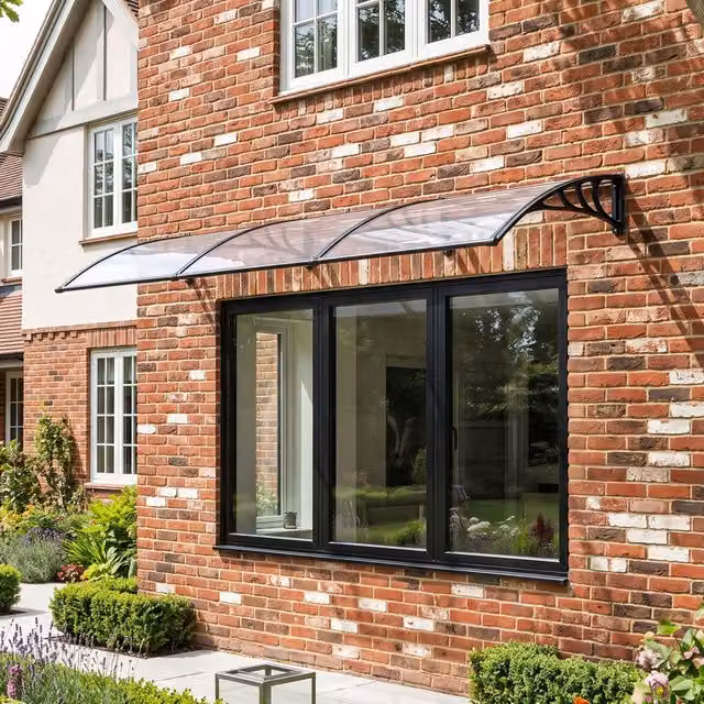 Breeins Transparent Outdoor Door Canopy with Drainage Channel and Aluminium and Polycarbonate Construction, Width: 100 cm, Length: 300 cm