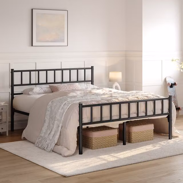 Yaheetech Industrial Metal Bed Frame in Black, 180 x 200 cm
