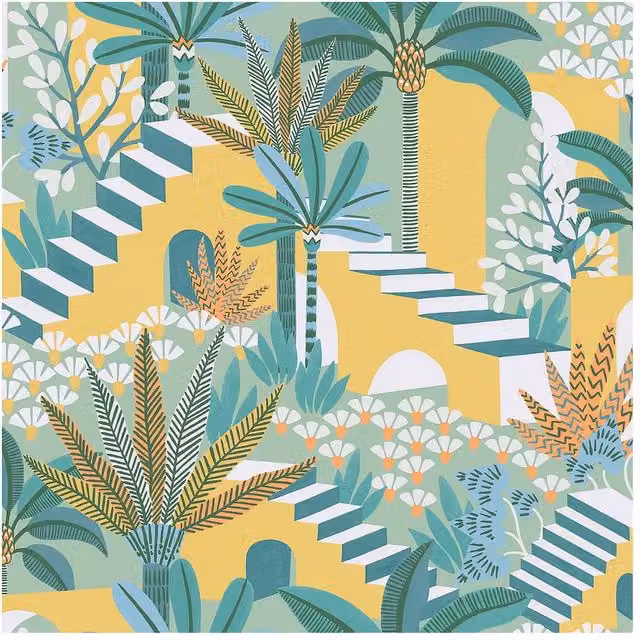 Envy Vacay Citron Yellow Floral Botanical Wallpaper, W: 52 cm, H: 1000 cm