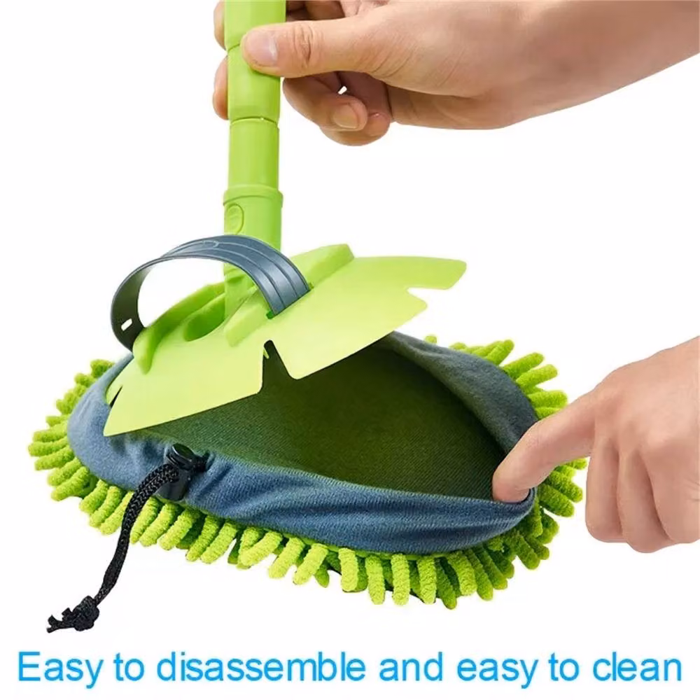 Nordara Green Telescopic Microfibre Car Wash Brush Kit with Aluminium Pole and 2 Pads – 4
