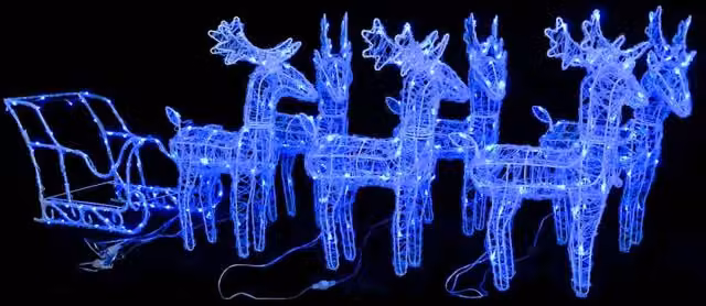 Berkfield Home Reindeers and Sleigh Christmas Decoration with 320 Blue LEDs