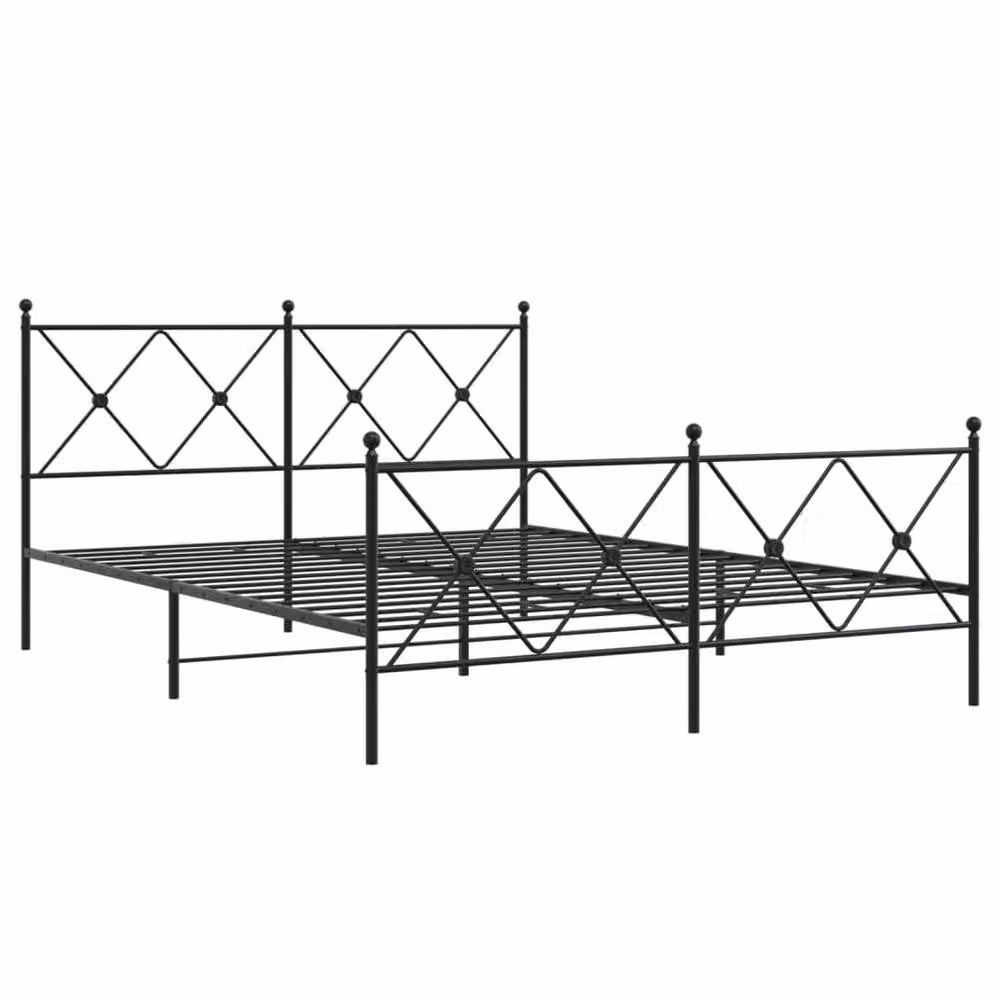 Berkfield Home Metal Bed Frame with Footboard, Black, W: 150 cm, D: 200 cm – 3