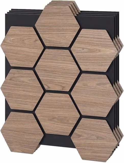 FORGEVIO 4 Pack Wood Look MDF Acoustic Wall Panels in Brown and Sand
