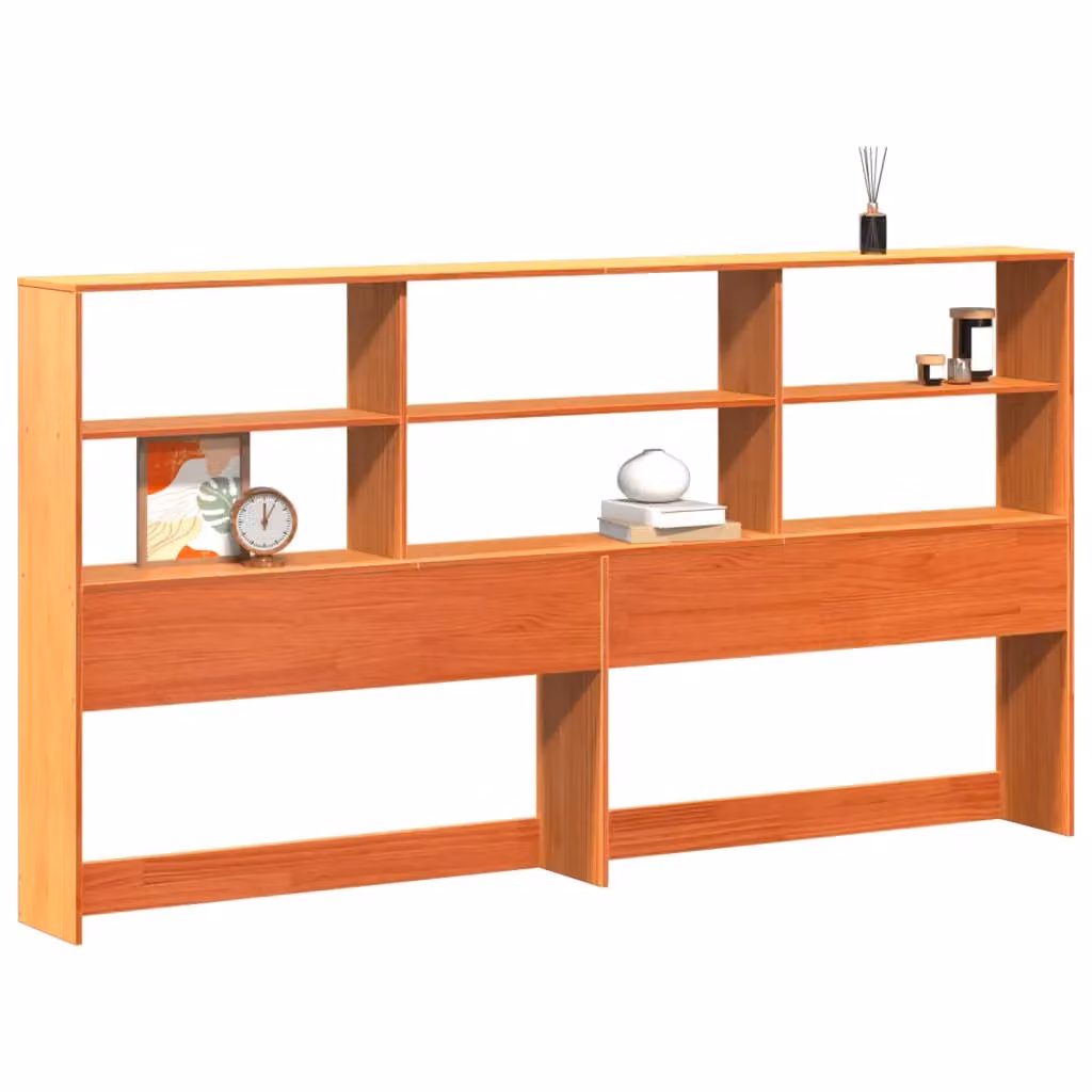 Berkfield Home Wax Brown Solid Wood Pine Headboard with Storage, Width: 180 cm – 2
